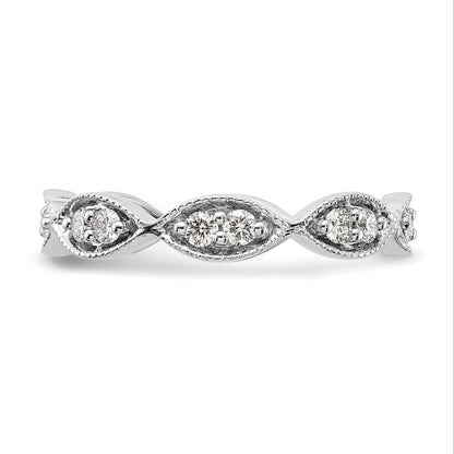 Solid Real 14k White Gold Polished 1/2 CT 3 Row Vintage Pave CZ Eternity Wedding Band Ring