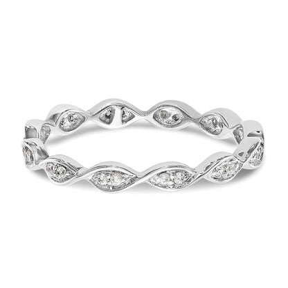 Solid Real 14k White Gold Polished 1/2 CT 3 Row Vintage Pave CZ Eternity Wedding Band Ring
