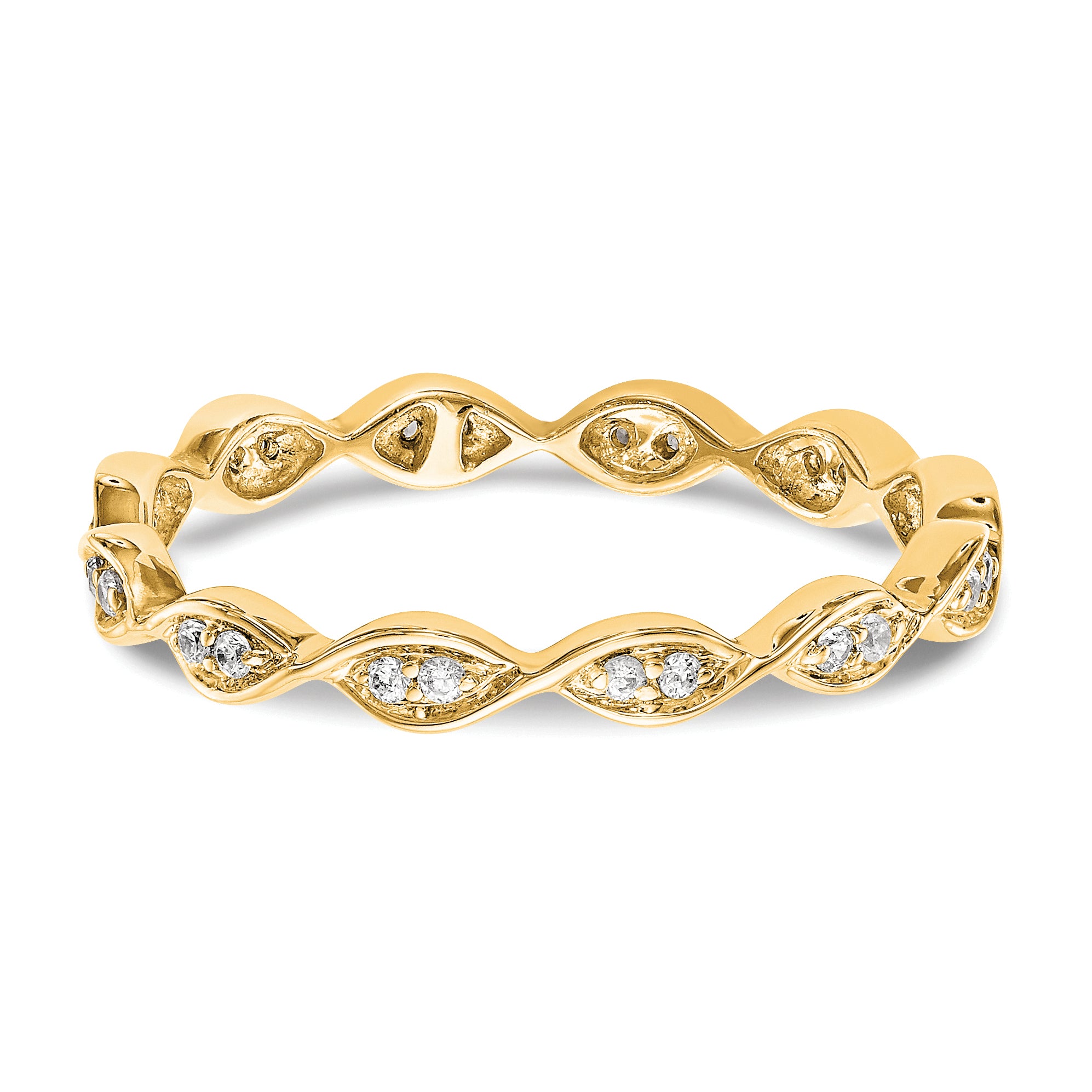 Solid Real 14k White Gold Polished 1/2 CT 3 Row Vintage Pave CZ Eternity Wedding Band Ring