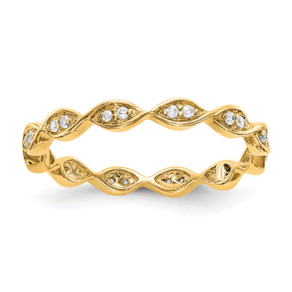 Solid Real 14k White Polished Round 2CT Double Row CZ Eternity Wedding Band Ring