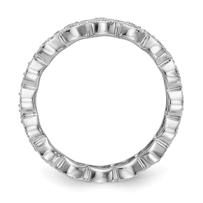 Solid Real 14k White Gold Polished 1/2 CT 3 Row Vintage Pave CZ Eternity Wedding Band Ring