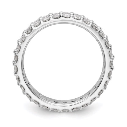 Solid Real 14k White Polished Round 2CT Double Row CZ Eternity Wedding Band Ring