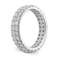 Solid Real 14k White Polished Round 2CT Double Row CZ Eternity Wedding Band Ring