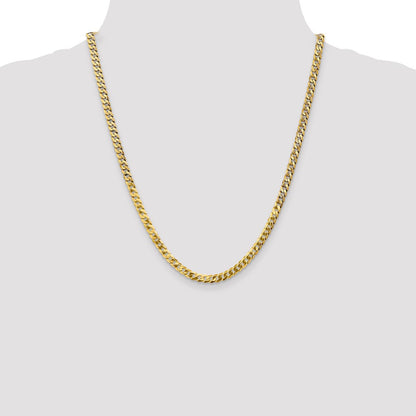 Solid 14K Yellow Gold 22 inch 4.75mm Flat Beveled Curb with Lobster Clasp Chain Necklace