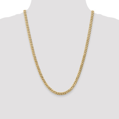 Solid 14K Yellow Gold 24 inch 5.75mm Flat Beveled Curb with Lobster Clasp Chain Necklace