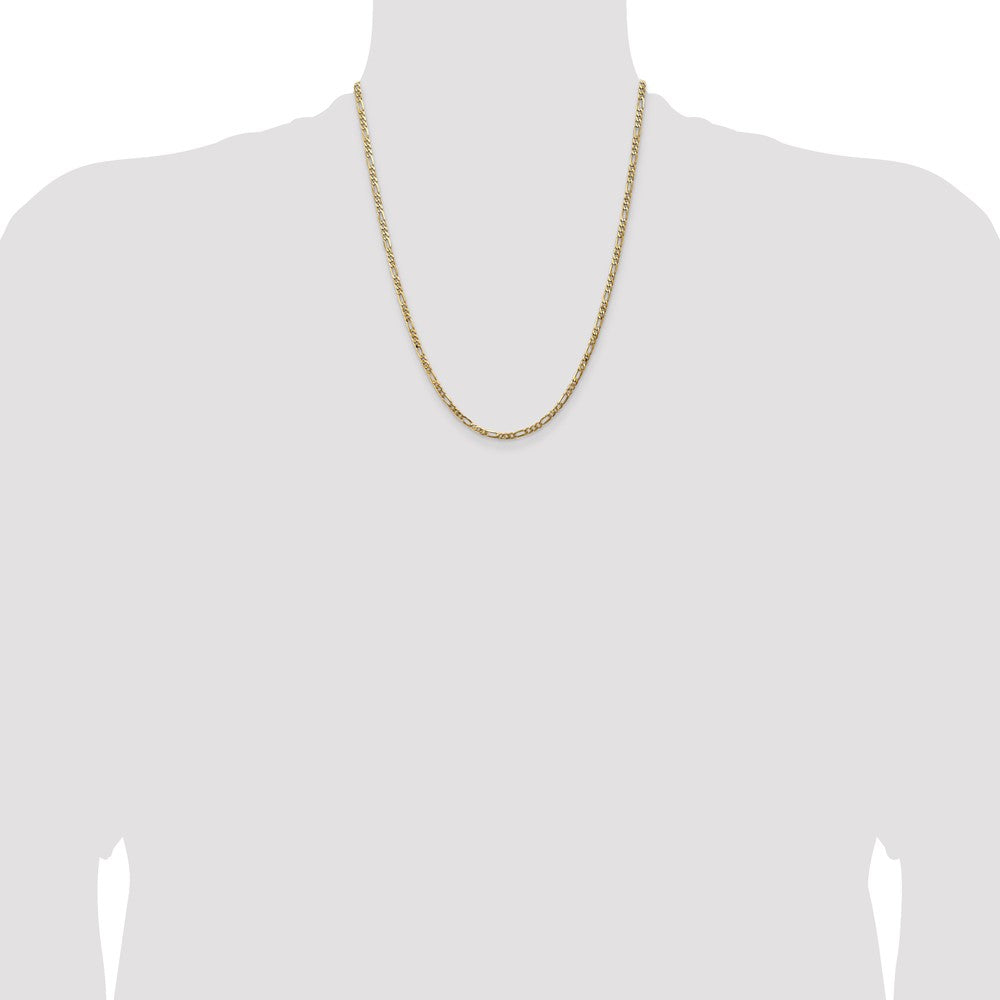 14K Yellow Gold 22 inch 3mm Flat Figaro with Lobster Clasp Chain Necklace