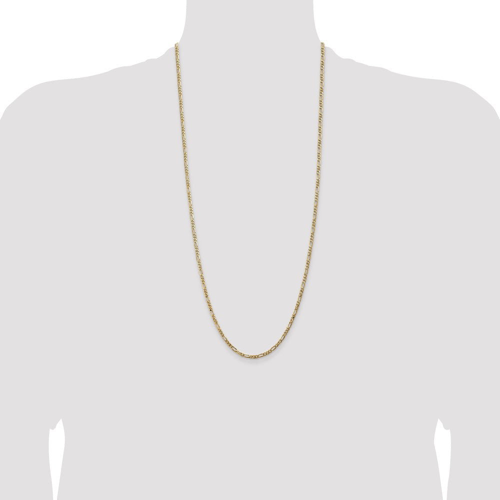14K Yellow Gold 30 inch 3mm Flat Figaro with Lobster Clasp Chain Necklace