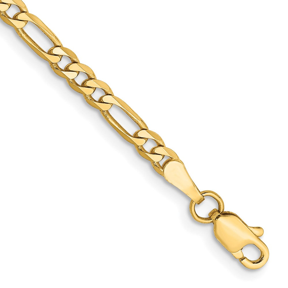 14K Yellow Gold 3mm Flat Figaro Chain Anklet