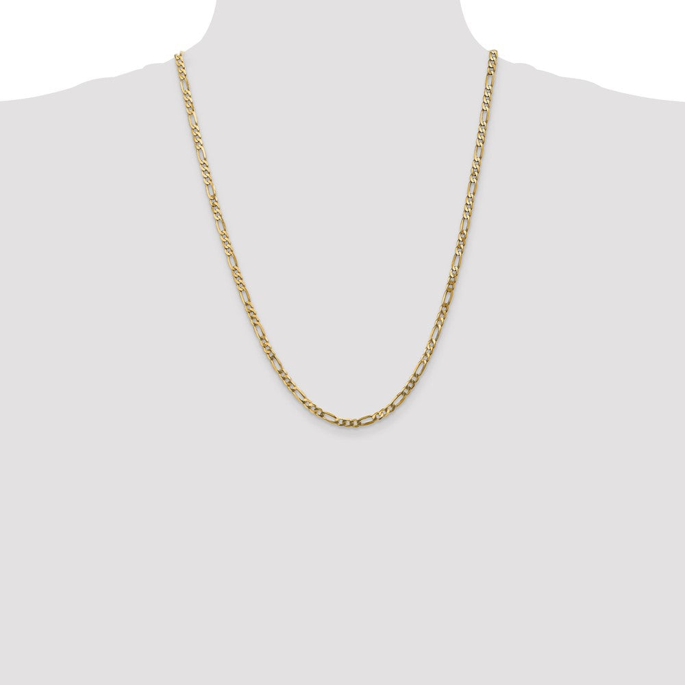 14K Yellow Gold 24 inch 4mm Flat Figaro with Lobster Clasp Chain Necklace