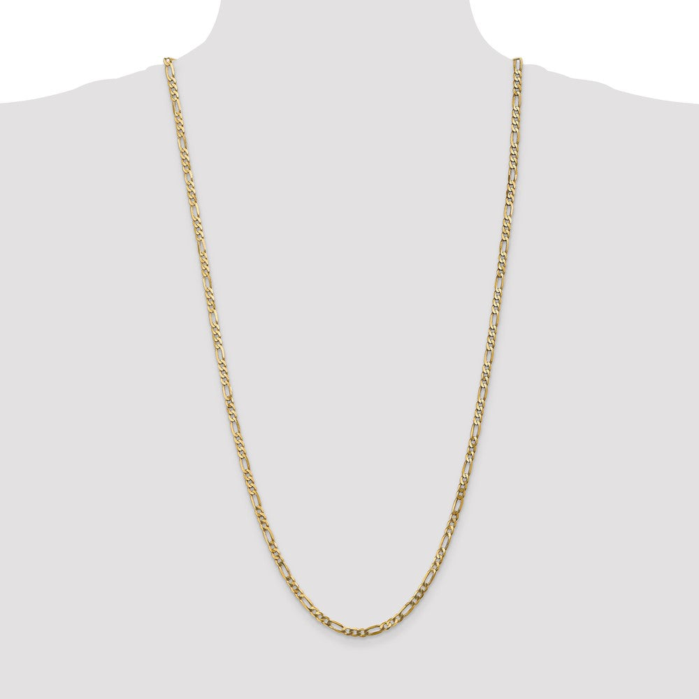 14K Yellow Gold 30 inch 4mm Flat Figaro with Lobster Clasp Chain Necklace