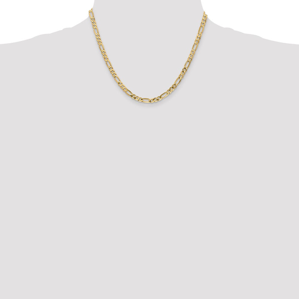 14K Yellow Gold 18 inch 4.75mm Flat Figaro with Lobster Clasp Chain Necklace