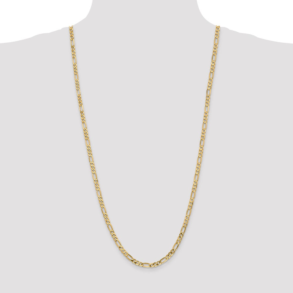 14K Yellow Gold 30 inch 4.75mm Flat Figaro with Lobster Clasp Chain Necklace