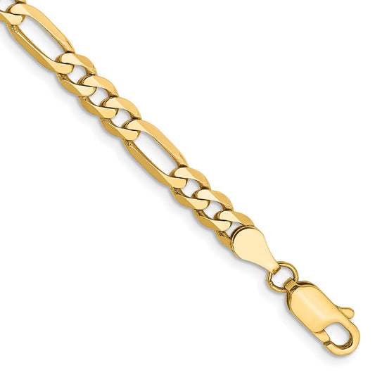 14K Yellow Gold 4.75mm Flat Figaro Chain Anklet