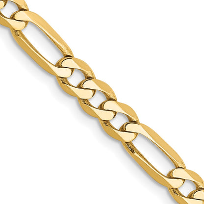 14K Yellow Gold 18 inch 4.75mm Flat Figaro with Lobster Clasp Chain Necklace
