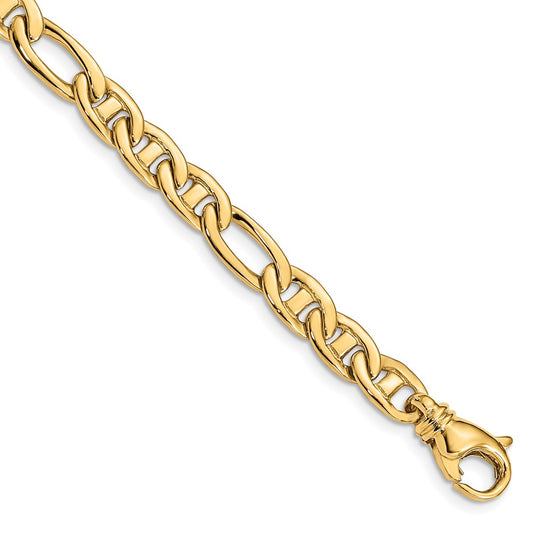 14K 22 inch 6.5mm Solid Hand Polished Fancy Flat Anchor Link with Fancy Lobster Clasp Chain Chain