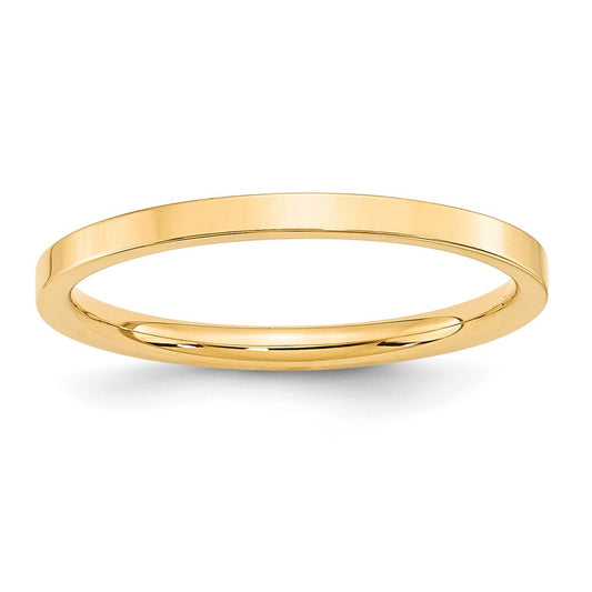 Solid 18K Yellow Gold 2mm Standard Flat Comfort Fit Men's/Women's Wedding Band Ring Size 6.5