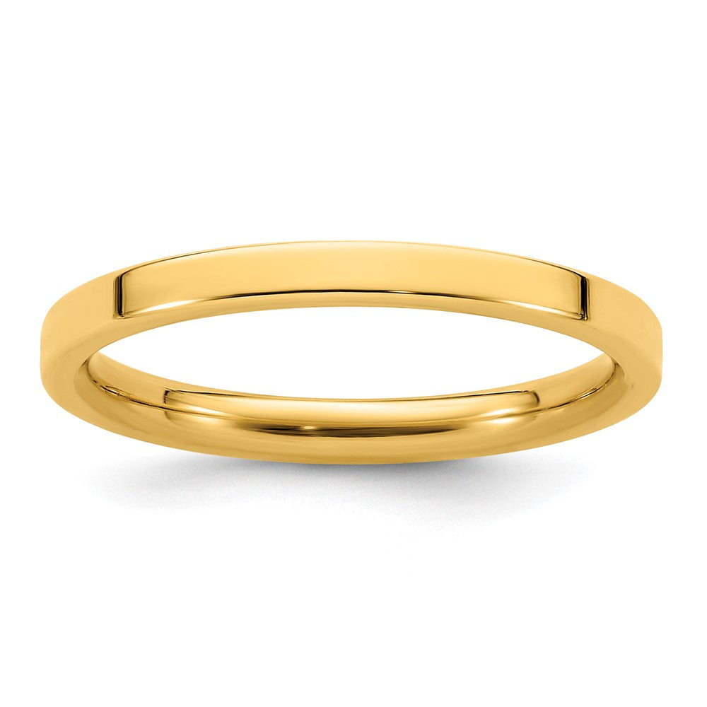 Solid 14K Yellow Gold 2mm Standard Flat Comfort Fit Men's/Women's Wedding Band Ring Size 7