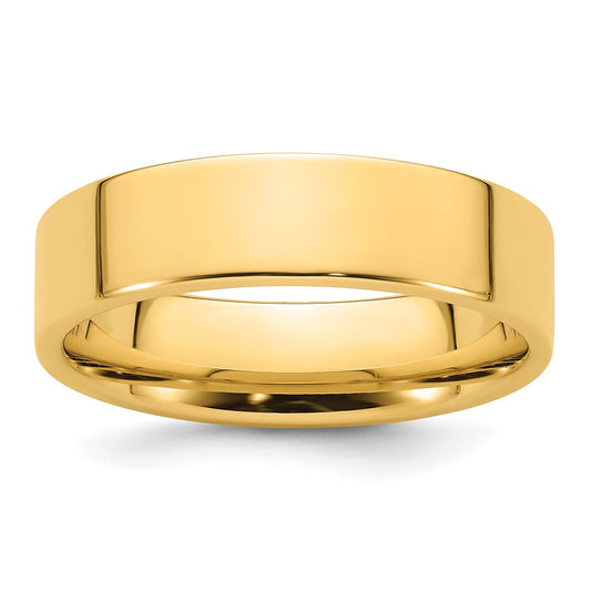 Solid 14K Yellow Gold 6mm Standard Flat Comfort Fit Men's/Women's Wedding Band Ring Size 5