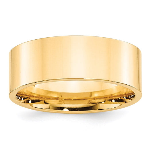 Solid 18K Yellow Gold 8mm Standard Flat Comfort Fit Men's/Women's Wedding Band Ring Size 6.5