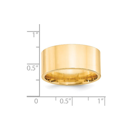 Solid 18K Yellow Gold 10mm Standard Flat Comfort Fit Men's/Women's Wedding Band Ring Size 11.5