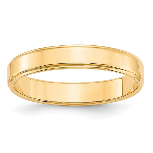 Solid 14K Yellow Gold 4mm Flat with Step Edge Men's/Women's Wedding Band Ring Size 8.5