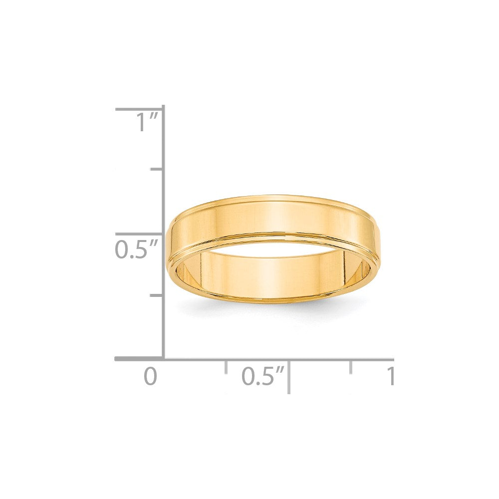 Solid 18K Yellow Gold 5mm Flat with Step Edge Men's/Women's Wedding Band Ring Size 7.5