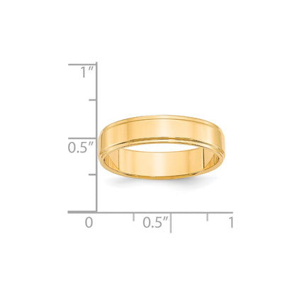 Solid 18K Yellow Gold 5mm Flat with Step Edge Men's/Women's Wedding Band Ring Size 9.5