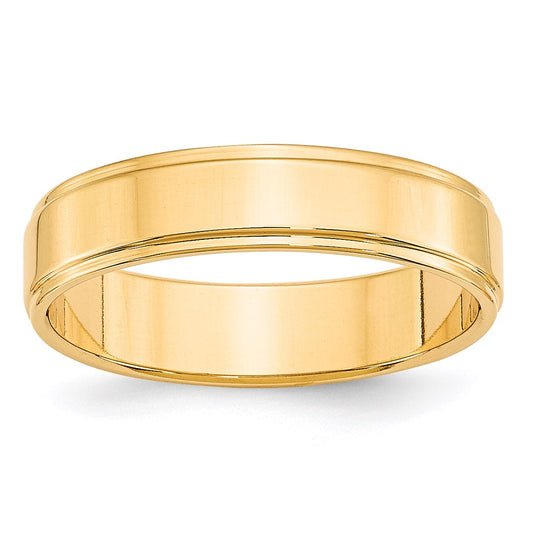 Solid 18K Yellow Gold 5mm Flat with Step Edge Men's/Women's Wedding Band Ring Size 13