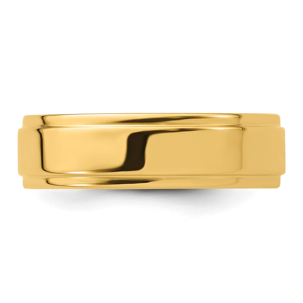 Solid 14K Yellow Gold 6mm Flat with Step Edge Men's/Women's Wedding Band Ring Size 13