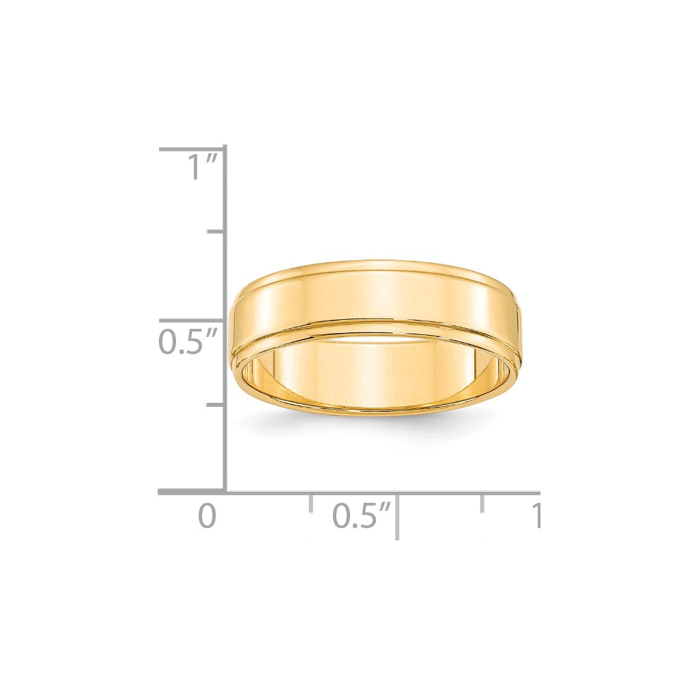 Solid 18K Yellow Gold 6mm Flat with Step Edge Men's/Women's Wedding Band Ring Size 7