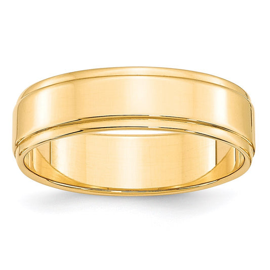Solid 18K Yellow Gold 6mm Flat with Step Edge Men's/Women's Wedding Band Ring Size 6