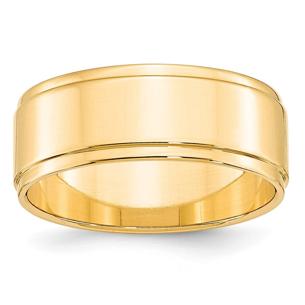 Solid 18K Yellow Gold 8mm Flat with Step Edge Men's/Women's Wedding Band Ring Size 9.5