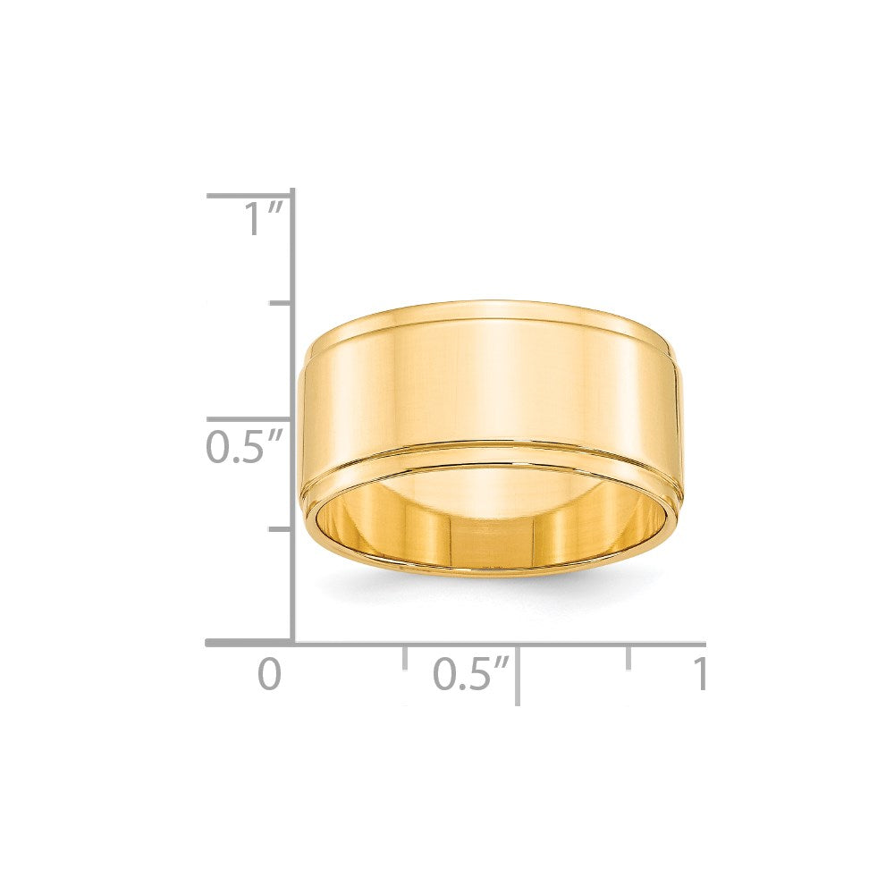 Solid 18K Yellow Gold 10mm Flat with Step Edge Men's/Women's Wedding Band Ring Size 8.5