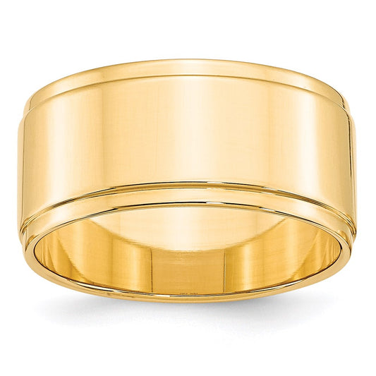 Solid 14K Yellow Gold 10mm Flat with Step Edge Men's/Women's Wedding Band Ring Size 6.5