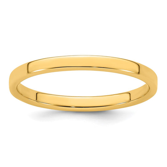 Solid 14K Yellow Gold 2mm Light Weight Flat Men's/Women's Wedding Band Ring Size 7.5