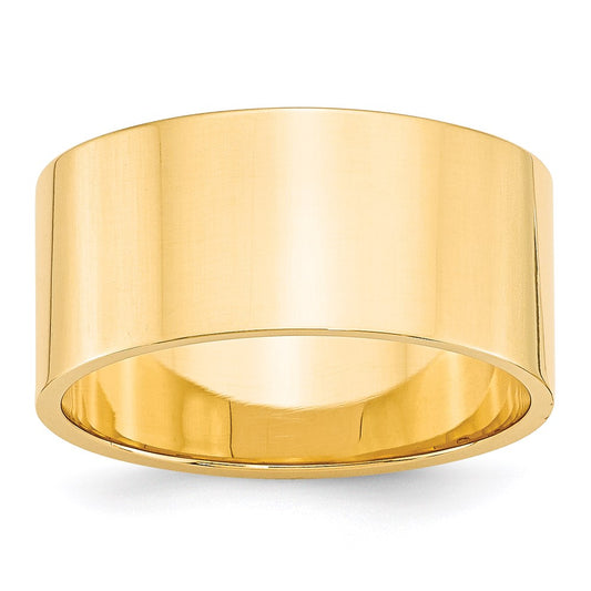 Solid 14K Yellow Gold 10mm Light Weight Flat Men's/Women's Wedding Band Ring Size 10.5