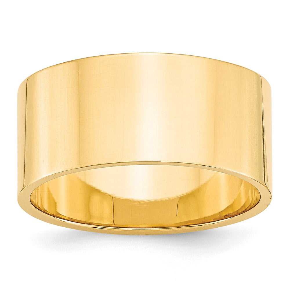 Solid 14K Yellow Gold 10mm Light Weight Flat Men's/Women's Wedding Band Ring Size 13.5