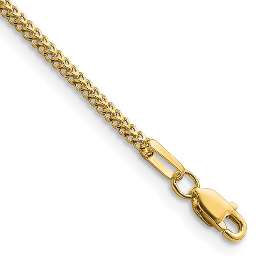 14K Yellow Gold 7 inch 1.3mm Franco with Lobster Clasp Bracelet