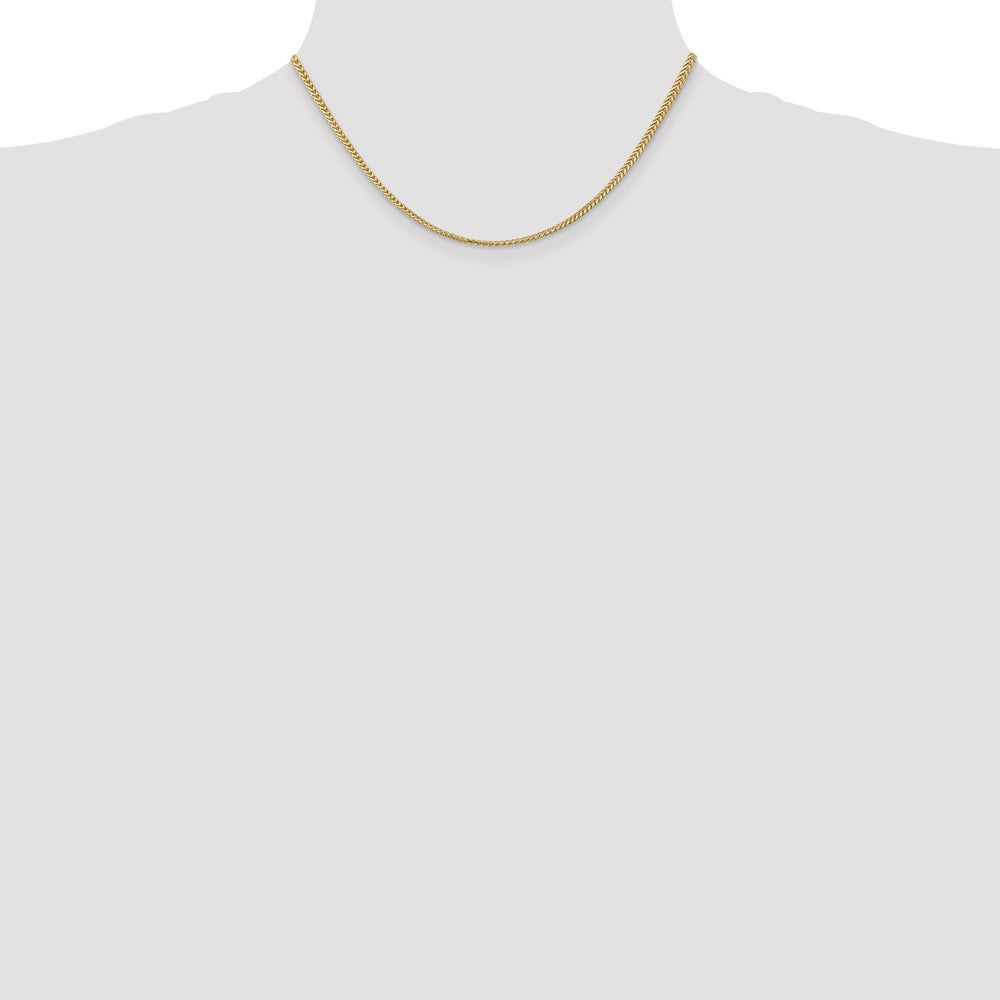 14K Yellow Gold 16 inch 2mm Franco with Lobster Clasp Chain Necklace