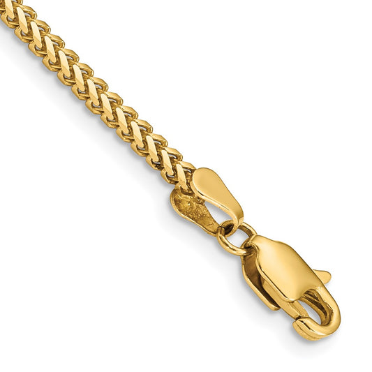 14K Yellow Gold 7 inch 2mm Franco with Lobster Clasp Bracelet