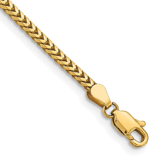 14K Yellow Gold 8 inch 2.5mm Franco with Lobster Clasp Bracelet