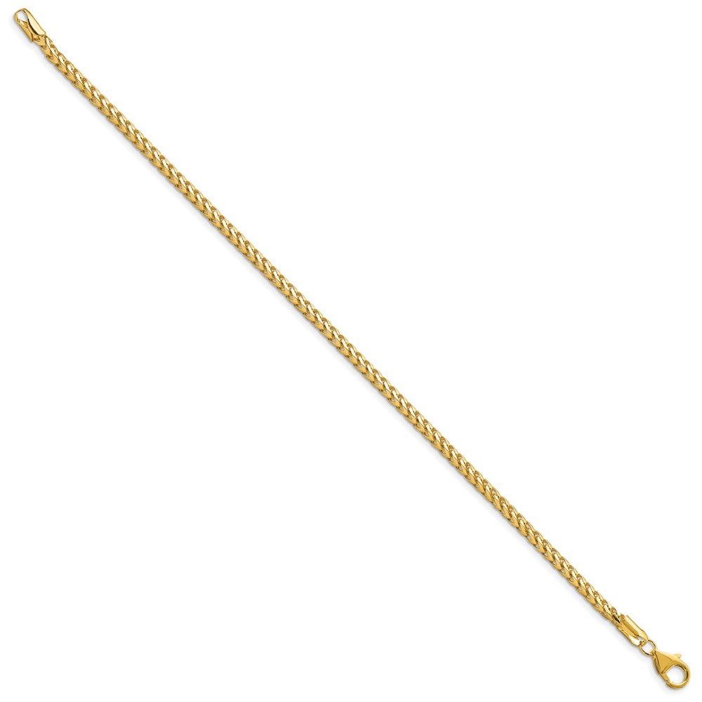 14K Yellow Gold 8 inch 3mm Franco with Fancy Lobster Clasp Bracelet