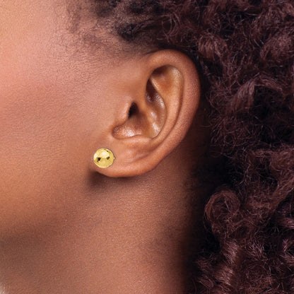 14k Yellow Gold Gold Polished and Diamond Cut 8MM Ball Post Earrings