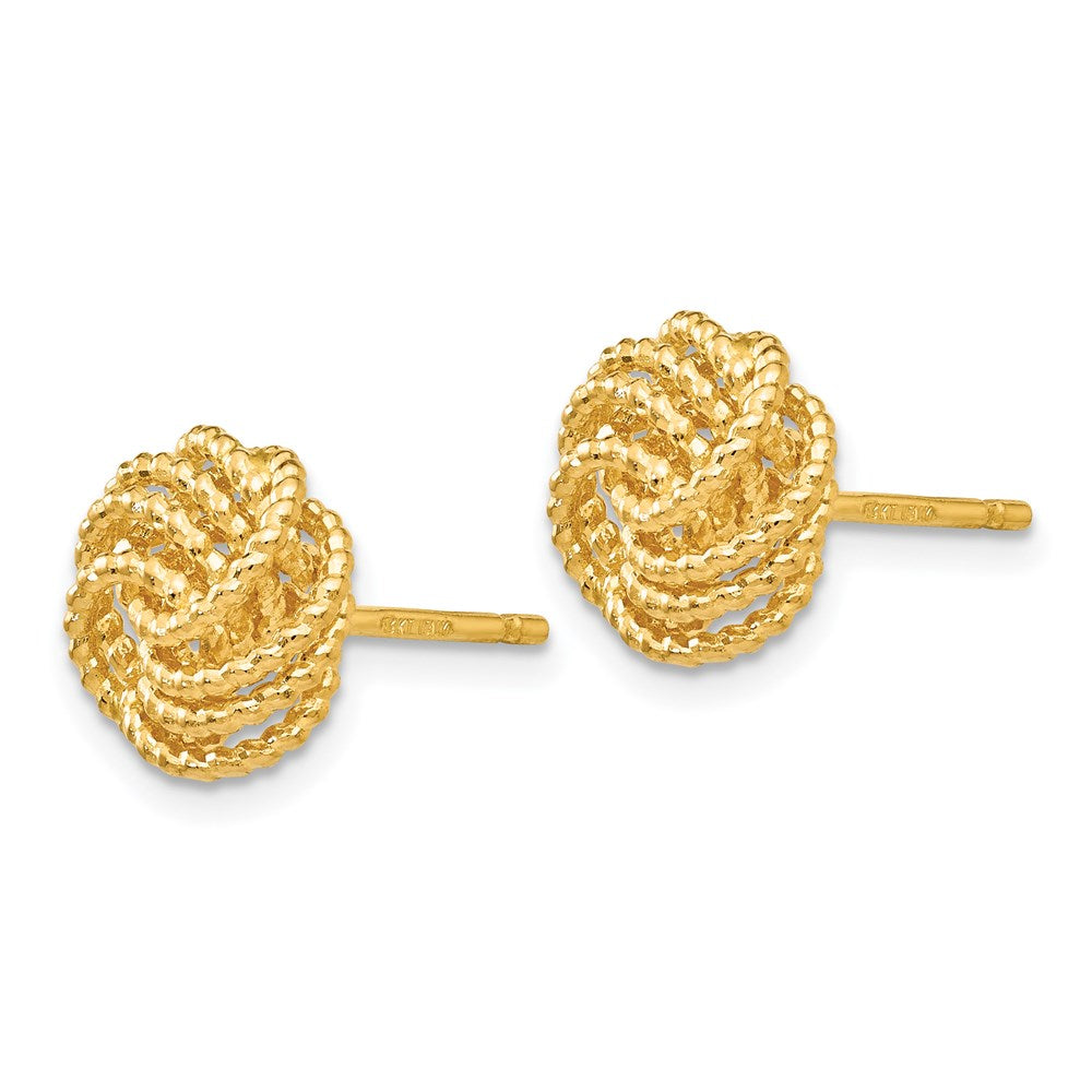 14k Yellow Gold Textured Love Knot Post Earrings
