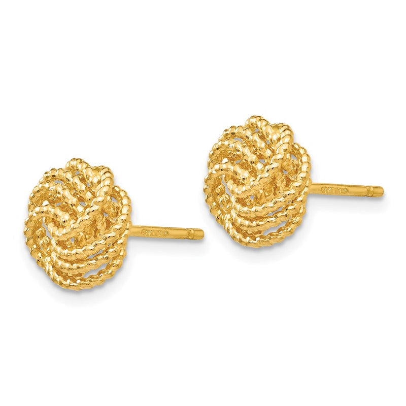 14k Yellow Gold Textured Love Knot Post Earrings
