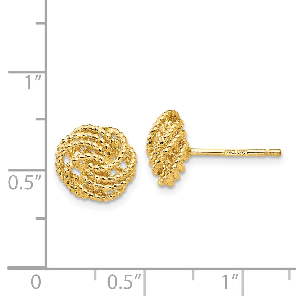 14k Yellow Gold Textured Love Knot Post Earrings