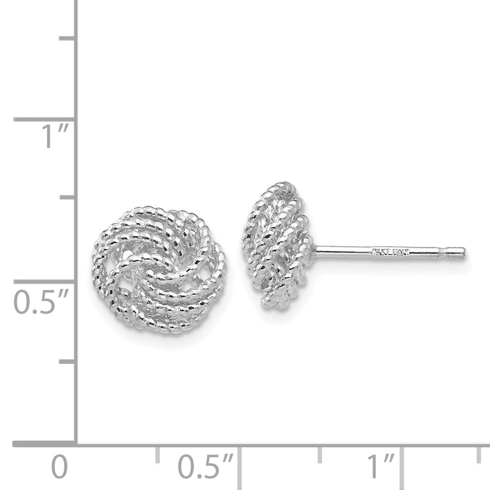 14k White Gold Textured Love Knot Post Earrings