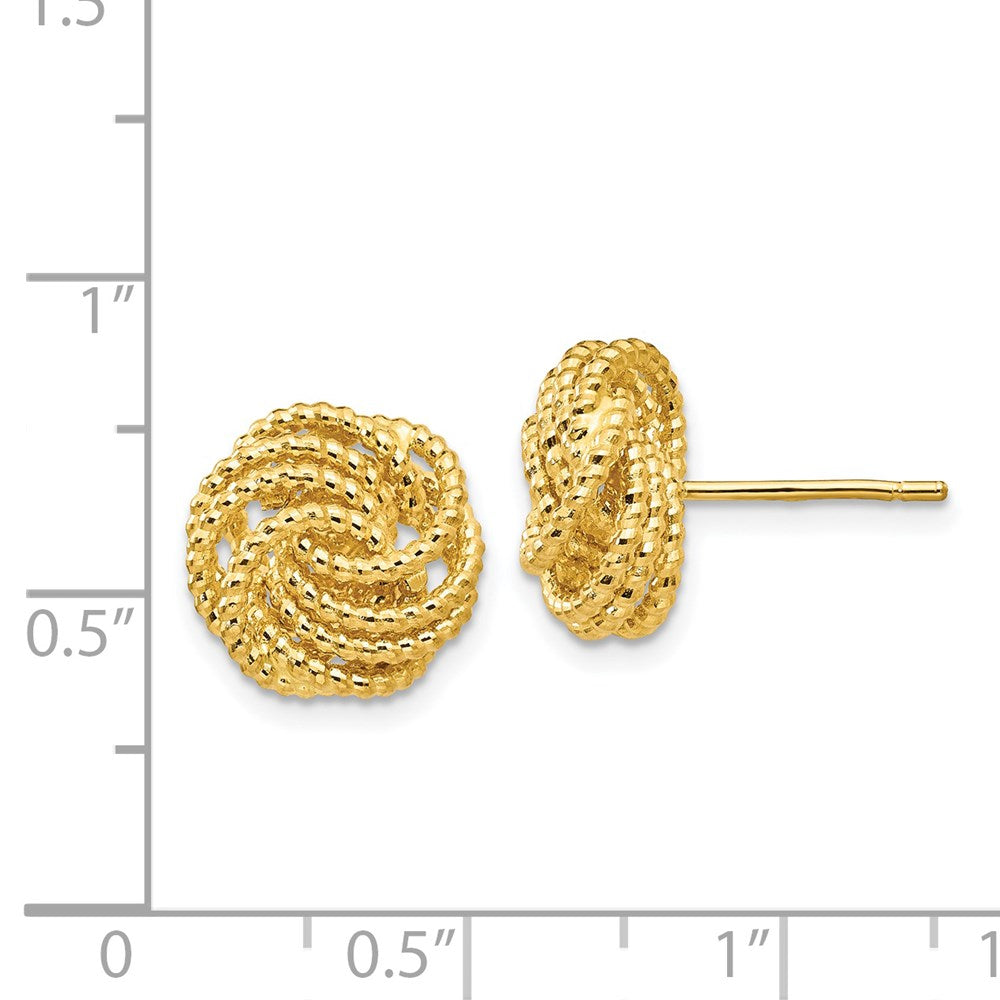 14k Yellow Gold Diamond Cut Love Knot Post Earrings