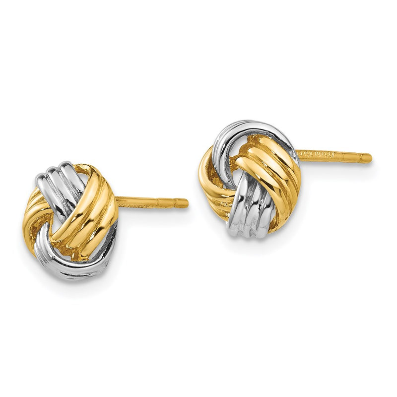 14k Yellow & Rhodium Gold and Rhodium Polished Love Knot Post Earrings