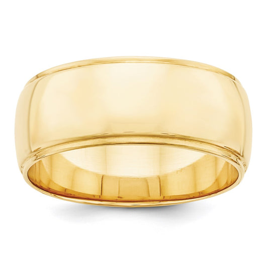 Solid 14K Yellow Gold 8mm Half-Round Edge Men's/Women's Wedding Band Ring Size 10